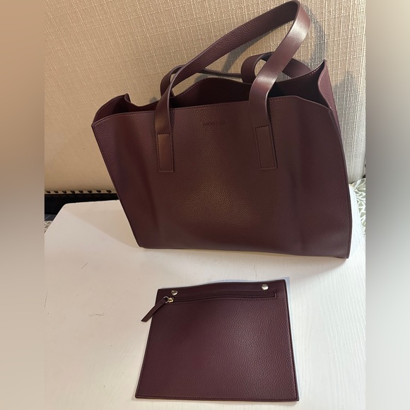 RACHEL ZOE CURATEUR ARIALITH BORDEAUX FAUX LEATHER TOTE - Picture 8 of 9